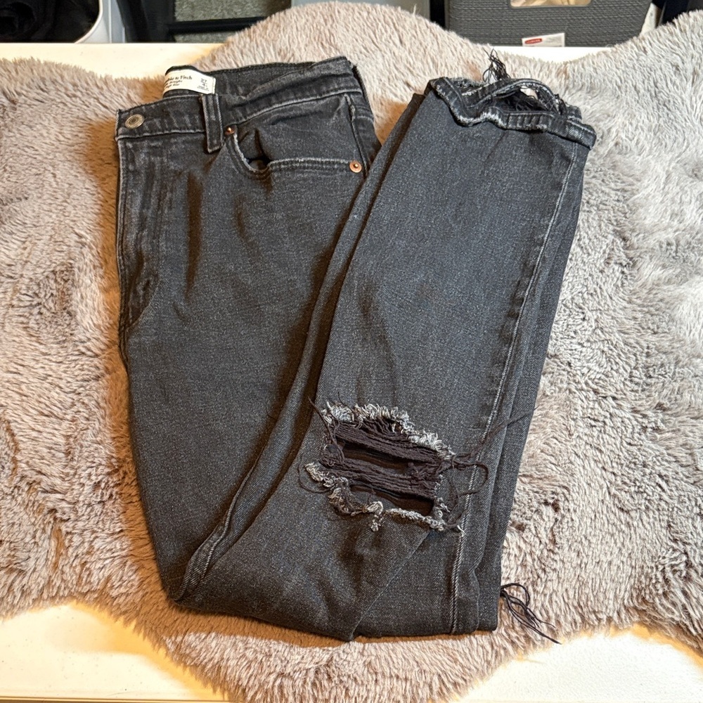 Abercrombie & Fitch Black Ankle Straight Leg High Rise Jeans